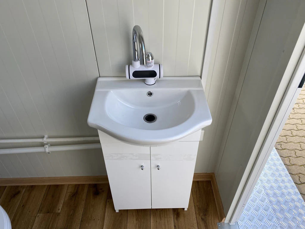 CONTENEDOR SANITARIO DOBLE CON DEPÓSITI DE RESIDUOS BLANCO
