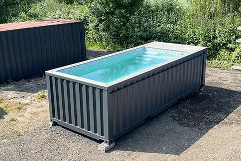 PISCINA CONTENEDOR 20 PIES JET DE NATACIÓN GRIS ANTRACITA